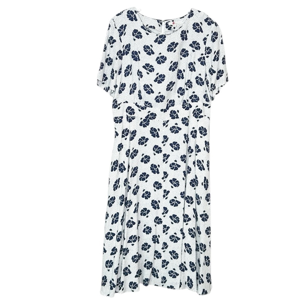 Boden White Midi Dress with Navy Floral Print - Picture 4 of 10